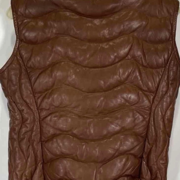 🤠 Scully Leather Western Vest Womens Ribbed Cognac Soft Zip Stand Collar 🤠 - Picture 3 of 10